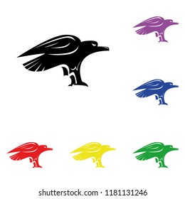 Elements of eagle in multi colored icons. Premium quality graphic design icon. Simple icon for websites, web design, mobile app, info graphics on white background