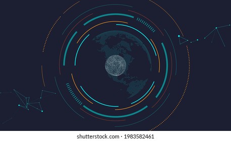 The elements of the earth plane design formed by the convergence of ion points. Abstract vector high tech business background.