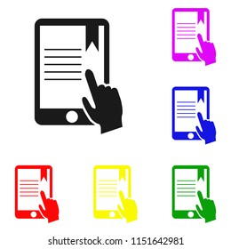 Elements of E-book in multi colored icons. Premium quality graphic design icon. Simple icon for websites, web design, mobile app, info graphics on white background