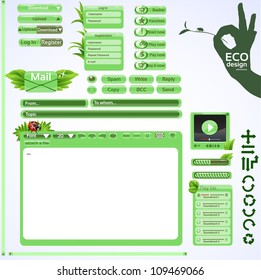 Elements for eco friendly web design. Green set