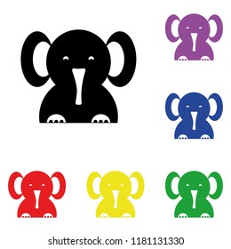 Elements of elephant in multi colored icons. Premium quality graphic design icon. Simple icon for websites, web design, mobile app, info graphics on white background