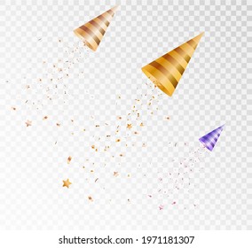 Elements of a festive illustration of falling pieces of candy, falga stars. For vector illustrations.
