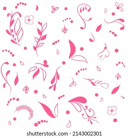 Elemente der rosafarbenen Feldblumen, Vektorgrafik