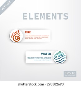 Elements Fire and Water. Icons texture watercolor. The image can be used as a logo for your company
