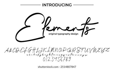 Elementos Fuente Elegante pincel pintado con letras mayúsculas de Vector, alfabeto, tipografía