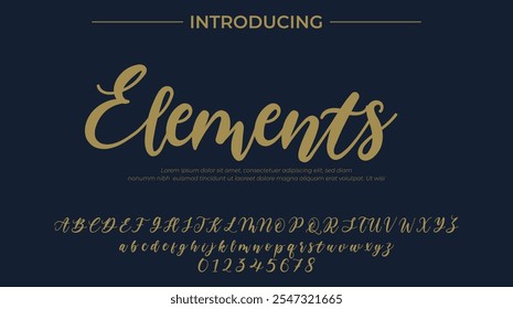 Elements Font Stylish brush painted an uppercase vector letters, alphabet, typeface