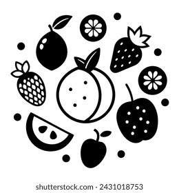 Elements of Fruit icons on white background