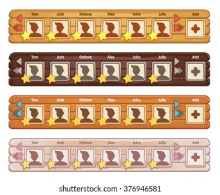 The elements of game interface with avatars