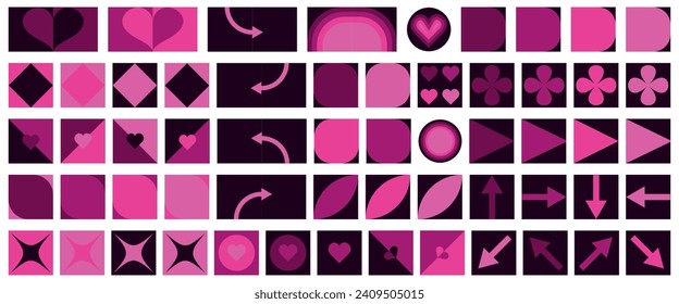 Elements for Geometric pattern vector background with Scandinavian abstract color or Swiss geometry prints of rectangles, squares and circles shape design