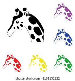 Elements of giraffe in multi colored icons. Premium quality graphic design icon. Simple icon for websites, web design, mobile app, info graphics on white background