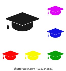 Elements of Graduation cap in multi colored icons. Premium quality graphic design icon. Simple icon for websites, web design, mobile app, info graphics on white background