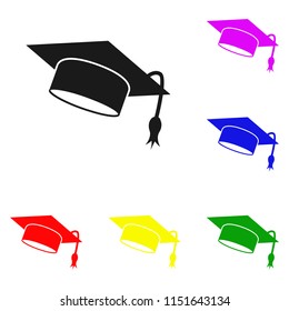 Elements of Graduation cap in multi colored icons. Premium quality graphic design icon. Simple icon for websites, web design, mobile app, info graphics on white background