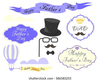 Elements for greeting cards and posters Happy Father's Day Vector illustration
