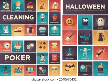 elements halloween cleaning gambling vector modern