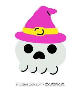 Elements for Halloween. vector illustration. Skull with witch hat.
