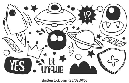 Elements hand drawn doodle cute vector 
