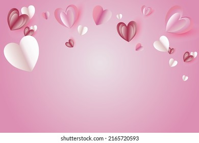 Elements of heart on pink background symbol of love. Design for card on woman’s day or Mother’s Day and other.