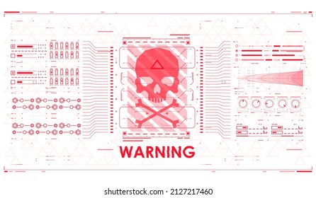 Elements of HUD interface with attention sign. Warning. Conceptual Layout with HUD elements for print and web.
