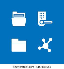 elements icon. 4 elements set with folder, smart lock and atomic bond vector icons for web and mobile app