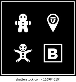 elements icon. 4 elements vector set. police station pin, bold and gingerbread man icons for web and design about elements theme