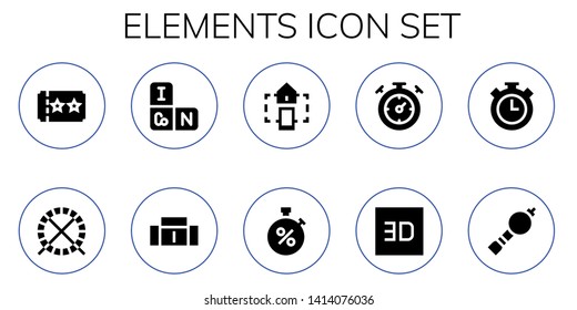 elements icon set. 10 filled elements icons.  Simple modern icons about  - Ticket, Hamster ball, Periodic table, Sofa, Smart home, Stopwatch, d, Bladder pipe