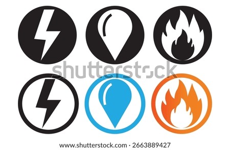 Elements Icon Set. Flame glyph icon. Energy Icons - Line Series. The four elements of fire, water. 