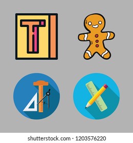 elements icon set. vector set about gingerbread man and school material icons set.
