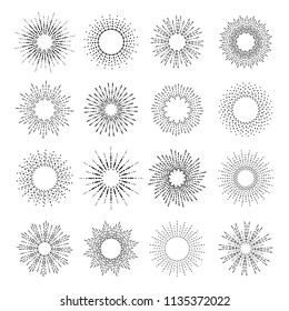 Elements for icons and logos. Badge and burst, ray graphic, light ray, vintage design, collection element radial.. Vector illustration.
