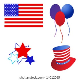 Elements and icons related to American patriotism