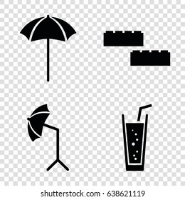 Elements icons set. set of 4 elements filled icons such as soda, studio umbrella