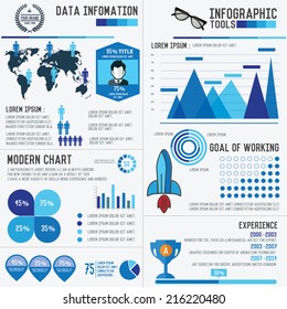 Elements of info graphic design,blue version,clean vector