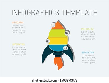Elements Info graphic template in four steps. Creative idea design. Flat vector illustration for brochure, web page or presentation.