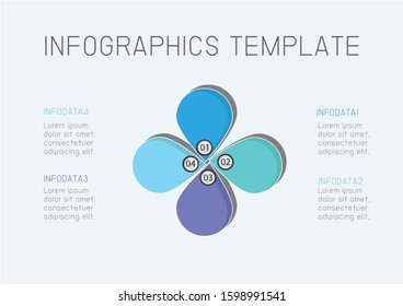 Elements Info graphic template in four steps. Creative idea design business marketing. Flat vector illustration for brochure, web page or presentation.