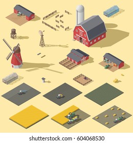 Elements of the infographic agrarian industry isometric icon set vector graphic illustration