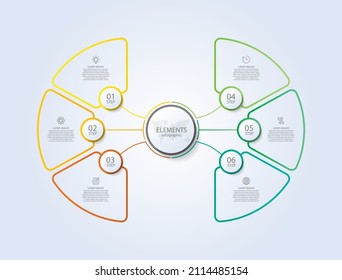 Elements infographic business abstract background template circle colorful with 6 step