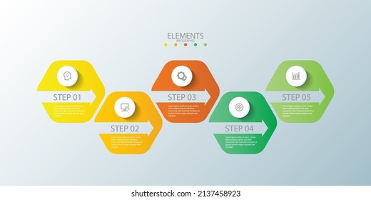 Elements infographic business abstract background template colorful with 5 step