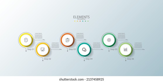 Elements infographic business abstract background template circle colorful with 6 step