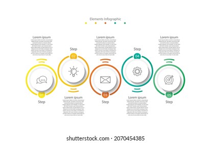 Elements infographic business template circle colorful with 5 step