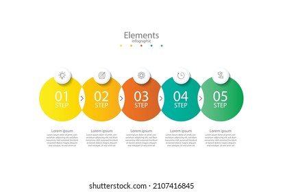 Elements infographic  business template circle colorful with 5 step 