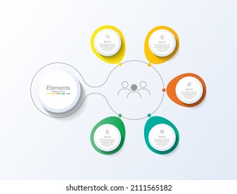 Elements infographic business template circle colorful with 5 step 