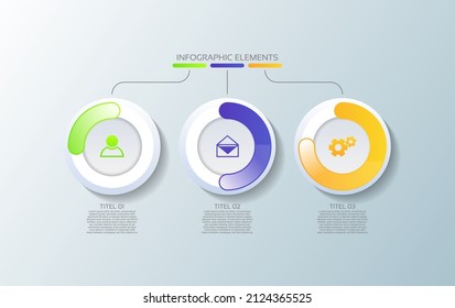 Elements infographic business template circle with 3 step