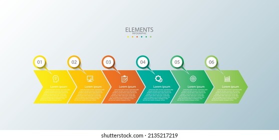 Elements infographic business template colorful with 6 step 