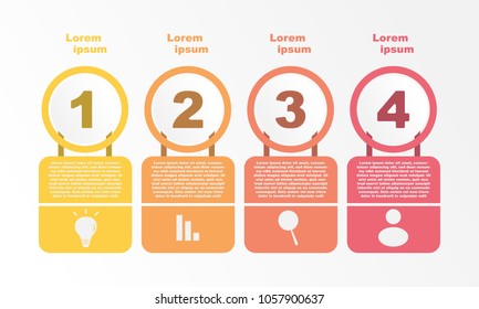 Elements for infographic Design Template with 4 steps processes. on grey background.