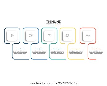 Elements infographic idea colorful elements or options with 5 steps and business icons.