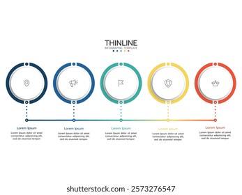 Elements infographic idea colorful elements or options with 5 steps and business icons.