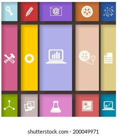 Elements for infographic on colored squares. Vector illustration 