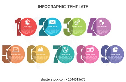 Elements infographic template, 9 circle options.