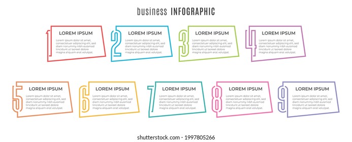 Elements infographic template 9 options.
