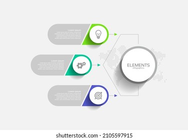 Elements infographic template circle colorful with 3 step