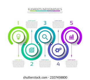 Elements infographic template circle colorful with 5 step
